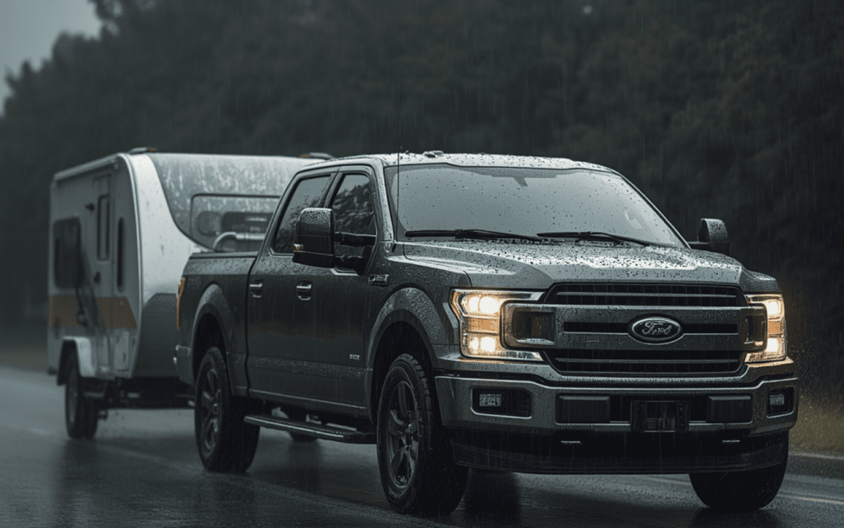 towing in the rain